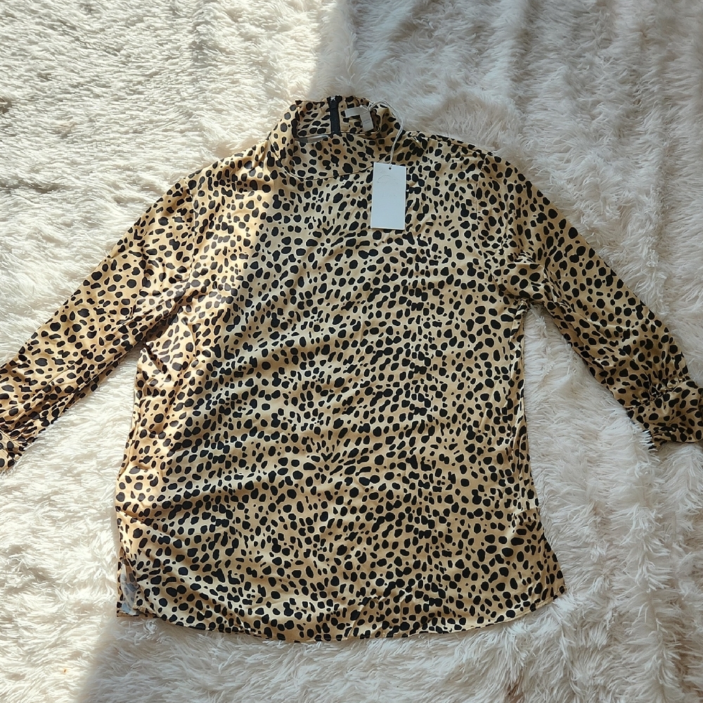 Hugo Boss Tan and Brown Asymmetrical Polo Blouse